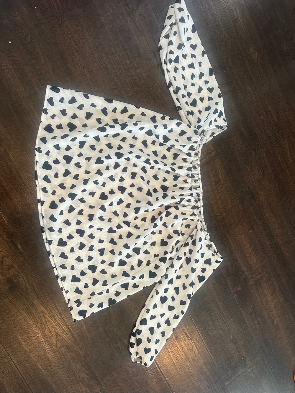 White Heart Print Off-Shoulder Women’s Top